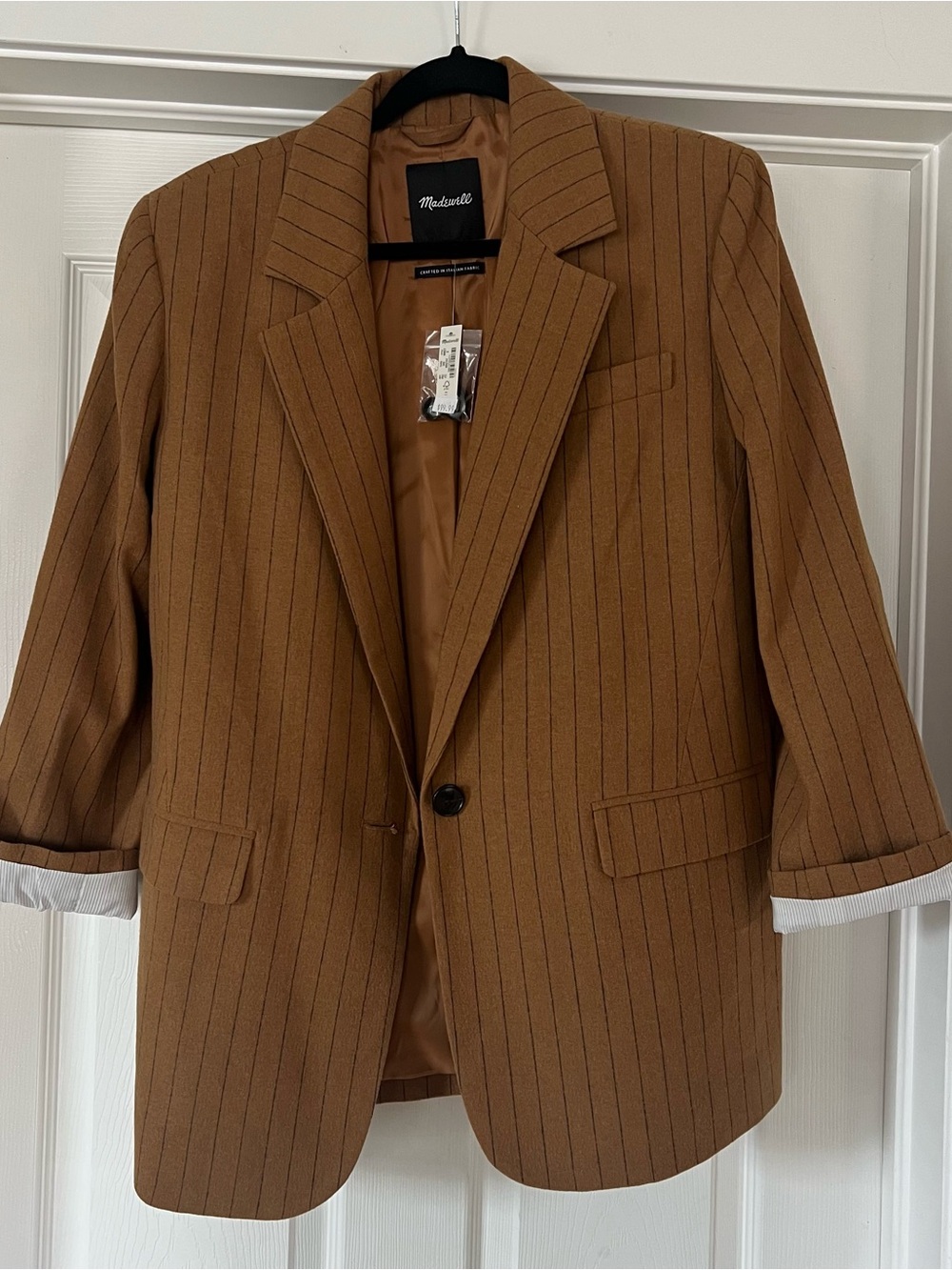 Madewell women’s Tan Brown Pinstripe Blazer